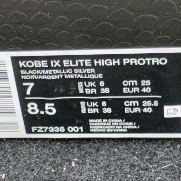 Nike Kobe 9 Elite High Protro Masterpiece FZ7335-001 Men Size 7, Womens 8.5